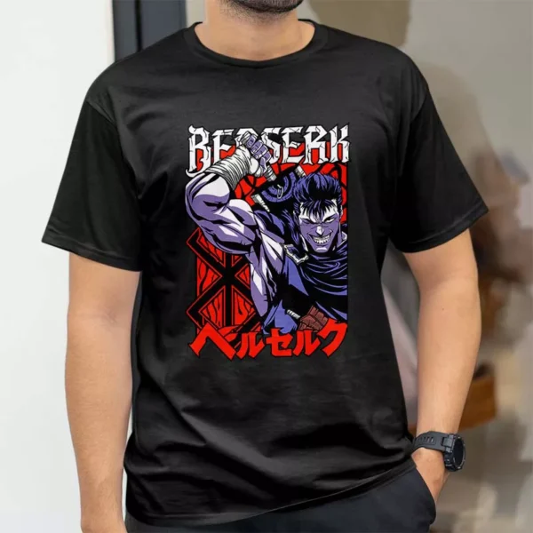 تیشرت طرح انیمه Berserk شخصیت گاتس Guts کد 129