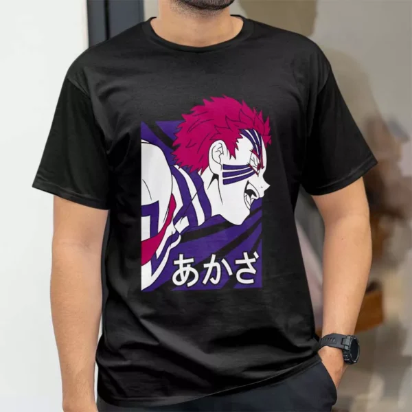 تیشرت طرح انیمه Demon Slayer شخصیت آکازا Akaza کد 134