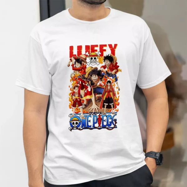 تیشرت طرح لوفی و خدمه در مبارزه از انیمه One Piece وان پیس کد 367