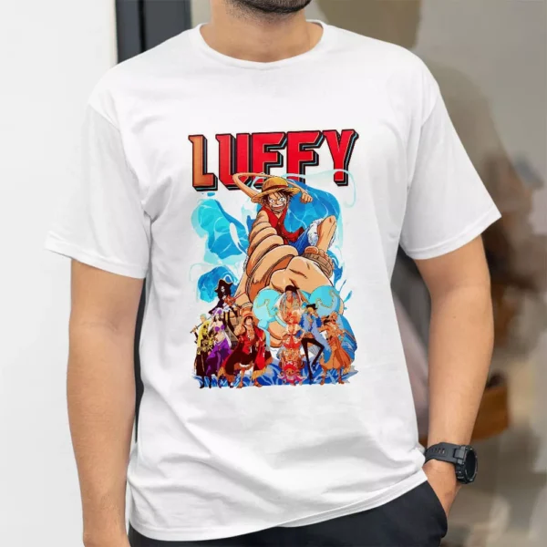 تیشرت طرح لوفی مشت‌زن افسانه‌ای از انیمه One Piece وان پیس کد 372