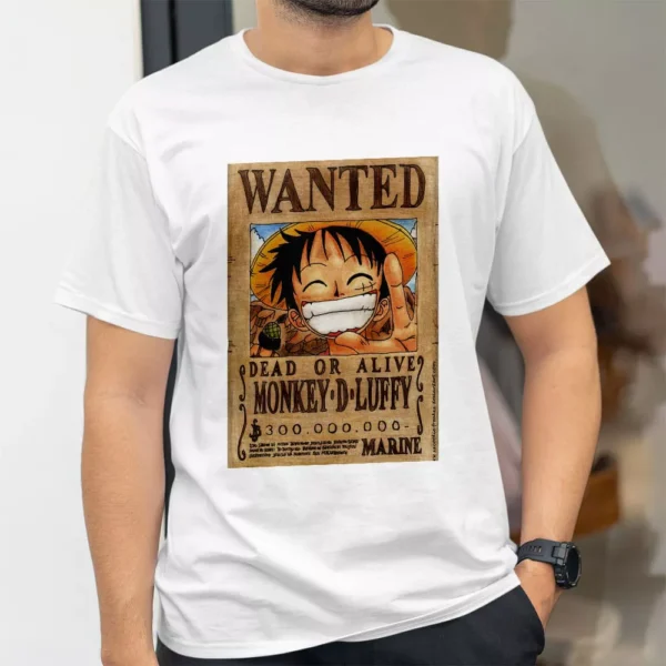 تیشرت طرح پوستر تحت تعقیب لوفی از انیمه One Piece وان پیس کد 384