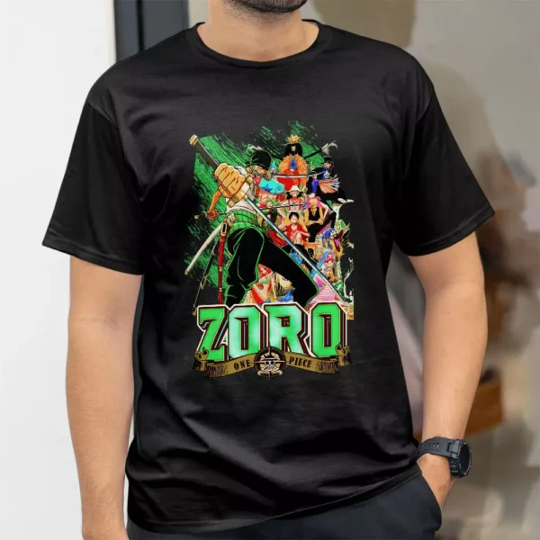 تیشرت طرح زورو شمشیرزن سه‌تیغه از انیمه One Piece وان پیس کد 408