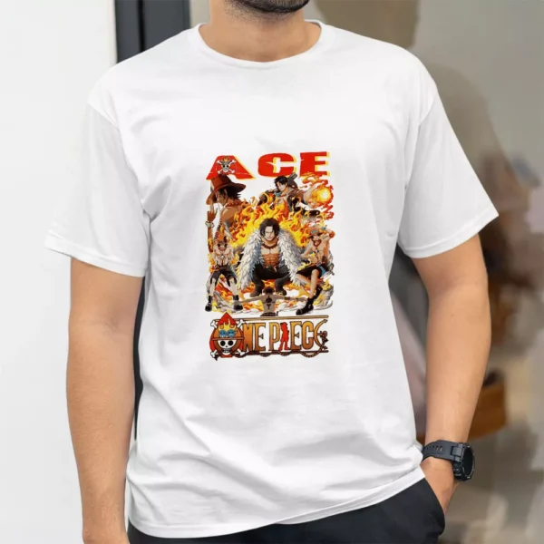 تیشرت طرح اییس شعله‌افکن سفید از انیمه One Piece وان پیس کد 421